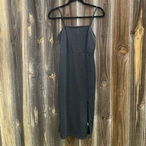 Zara Black Slip Midi Dress with Spaghetti Straps